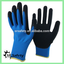 SRSAFETY Latex revestido de nylon de 13 gauge em palma, luvas de trabalho de espuma, melhores vendas no mundo